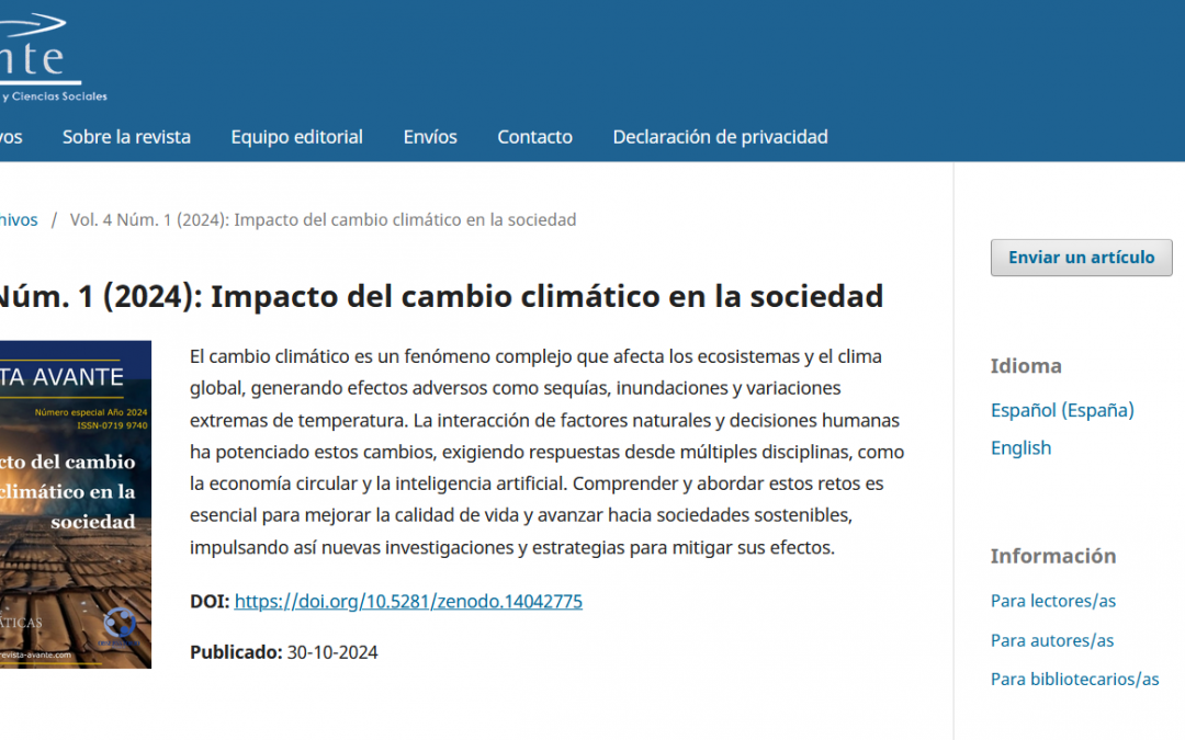 El Departamento de Matemáticas de la FAIN de la Universidad Adventista de Chile y la Revista Avante Publican un Número Especial sobre el Impacto del Cambio Climático